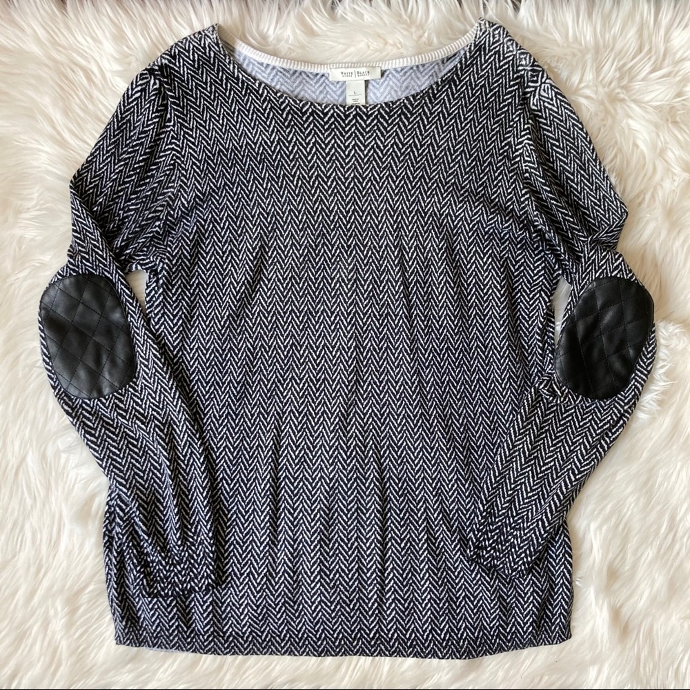 WHBM Chevron Print Elbow Pad Sweater
